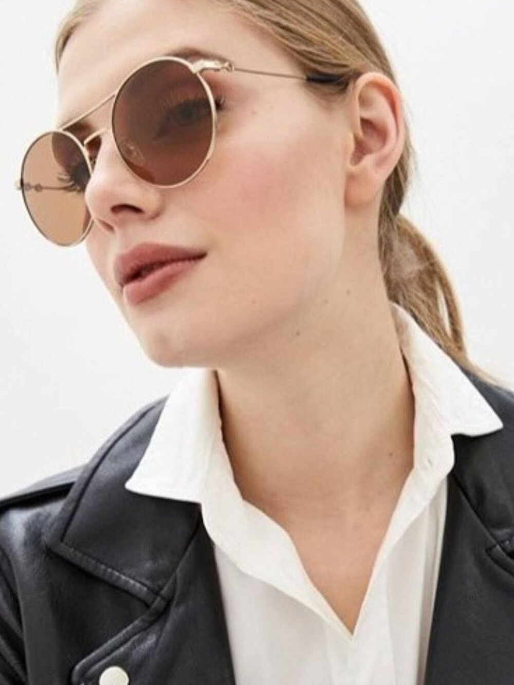 Gucci GG0680S 003 Sunglasses Gold Round Frame, Brown Lenses